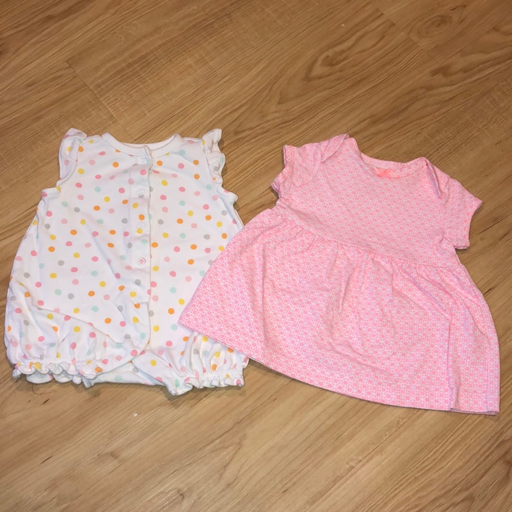 Baby girl’s dress and romper 0-3 months